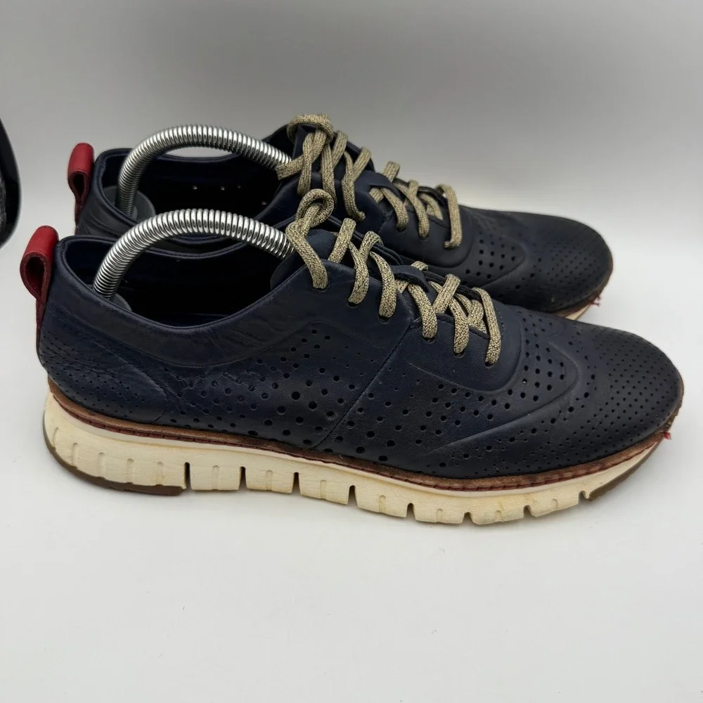 Cole‎ Haan Oxford Shoes Zerogrand Wingtip Perforated Leather Blue Mens 10M